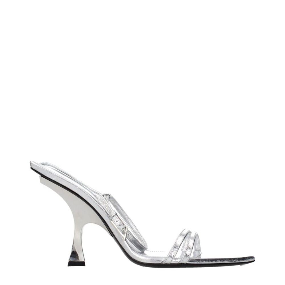 The Attico Gray Leather Stiletto Heel Women's Sandals